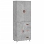 Aparador alto madera contrachapada gris hormigón 69,5x34x180 cm