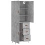 Aparador alto madera contrachapada gris hormigón 69,5x34x180 cm