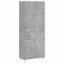 Aparador alto madera contrachapada gris hormigón 69,5x34x180 cm