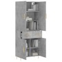 Aparador alto madera contrachapada gris hormigón 69,5x34x180 cm