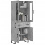Aparador alto madera contrachapada gris hormigón 69,5x34x180 cm