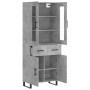 Aparador alto madera contrachapada gris hormigón 69,5x34x180 cm