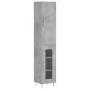 Aparador de madera contrachapada gris hormigón 34,5x34x180 cm