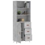 Aparador alto madera contrachapada gris hormigón 69,5x34x180 cm