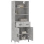 Aparador alto madera contrachapada gris hormigón 69,5x34x180 cm