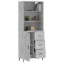 Aparador alto madera contrachapada gris hormigón 69,5x34x180 cm