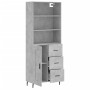 Aparador alto madera contrachapada gris hormigón 69,5x34x180 cm