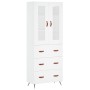 Aparador alto madera contrachapada blanco 69,5x34x180 cm
