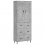 Aparador alto madera contrachapada gris hormigón 69,5x34x180 cm