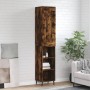 Aparador de madera contrachapada roble ahumado 34,5x34x180 cm