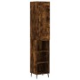 Aparador de madera contrachapada roble ahumado 34,5x34x180 cm
