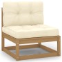 Muebles de jardín 13 piezas con cojines madera de pino maciza