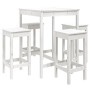 Set de mesa y taburetes altos jardín 5 pzas madera pino blanco