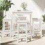 Set de mesa y taburetes altos jardín 5 pzas madera pino blanco