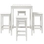 Set de mesa y taburetes altos jardín 5 pzas madera pino blanco