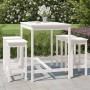 Set de mesa y taburetes altos jardín 5 pzas madera pino blanco