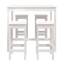 Set de mesa y taburetes altos jardín 5 pzas madera pino blanco
