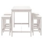 Set de mesa y taburetes altos jardín 5 pzas madera pino blanco