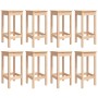 Mesa y taburetes altos jardín 9 piezas madera maciza de pino