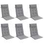 Cojines de silla con respaldo alto 6 uds tela Oxford gris