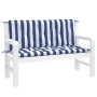 Cojines banco jardín 2 uds tela a rayas azul blanco 120x50x7 cm