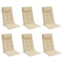 Cojines de silla con respaldo alto 6 uds tela Oxford beige