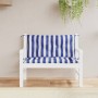 Cojines banco jardín 2 uds tela a rayas azul blanco 100x50x7 cm