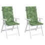Cojines de silla de respaldo alto 2 uds tela estampado de hojas