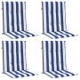 Cojines silla de respaldo bajo 4 uds tela a rayas azul y blanco