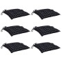 Cojines para silla 6 uds tela a cuadros negro 40x40x7 cm
