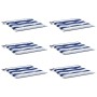 Cojines silla jardín 6 uds tela a rayas azul y blanco 50x50x3cm