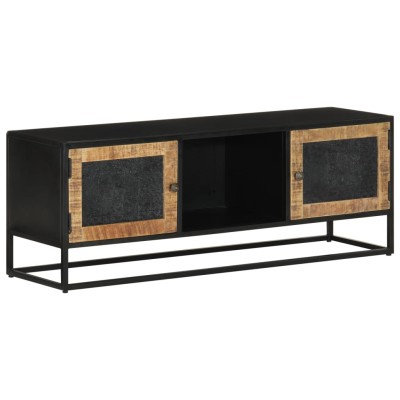 Mueble de TV madera maciza de mango y hierro 110x30x40 cm