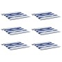 Cojines silla jardín 6 uds tela a rayas azul y blanco 40x40x3cm