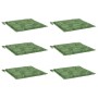 Cojines de silla 6 uds tela estampado de hojas 50x50x3 cm