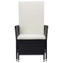 Sillón reclinable de jardín con cojines ratán sintético negro