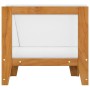 Sofá de esquina seccional y cojines blanco crema madera acacia