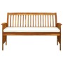 Banco de jardín con cojín madera maciza de acacia 147 cm