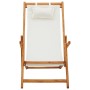 Silla de playa plegable madera maciza de eucalipto y tela crema