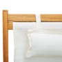 Silla de playa plegable madera maciza de eucalipto y tela crema