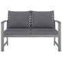 Banco de jardín 120 cm cojines gris oscuro madera acacia maciza