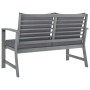 Banco de jardín 120 cm cojines gris oscuro madera acacia maciza