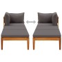 Tumbona con 1 reposabrazos gris oscuro madera maciza acacia