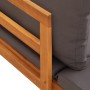 Tumbona con 1 reposabrazos gris oscuro madera maciza acacia