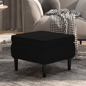 Taburete con patas de madera terciopelo negro