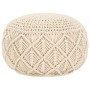 Puf de macramé hecho a mano algodón 45x30 cm