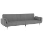 Sofá cama de 2 plazas con dos almohadas terciopelo gris claro