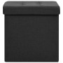Taburete con almacenaje plegable lino sintético negro