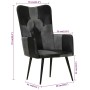 Sillón orejero cuero auténtico negro y gris