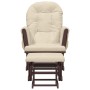 Sillón de lactancia con taburete tela blanco crema