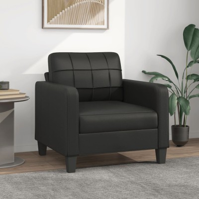 Sillón cuero sintético negro 60 cm